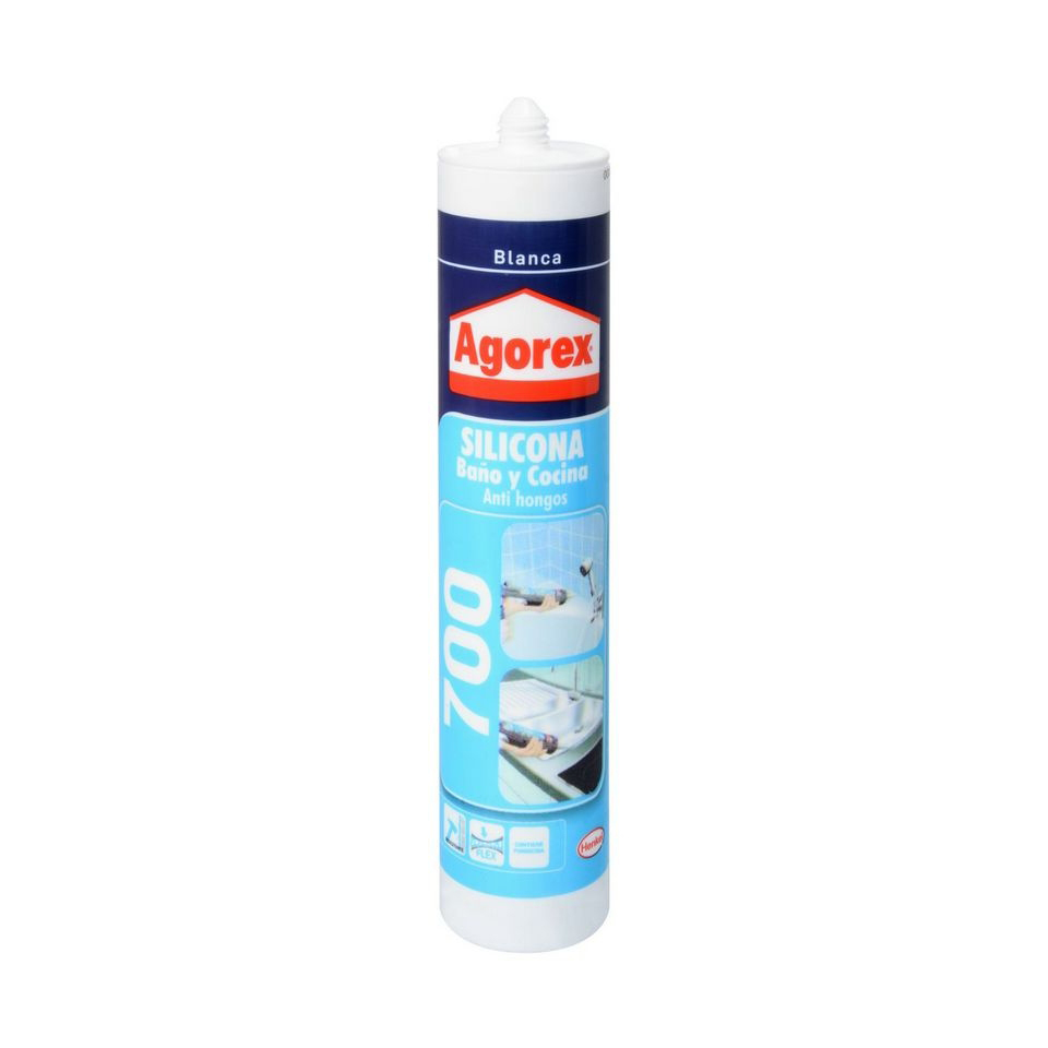 SILICONA AGOREX 700 BAÑO/COCINA CON FUNGICIDA BLANCO 300ML