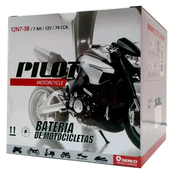 bateria pilot 12n7-3b 7ah-74cca 141269 derco - Imagen 3