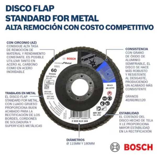 disco flap metal 41/2 g120 (7364) expert bosch - Imagen 5