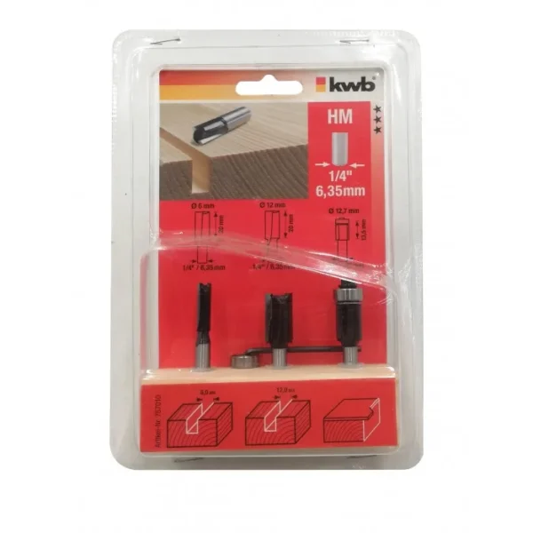 set 3 fresas rectas 1/4"  49757010 - Imagen 2