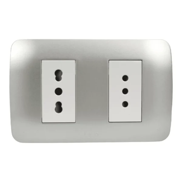 toma doble 10a + 10/16a plata blanco 5380118e - Imagen 2