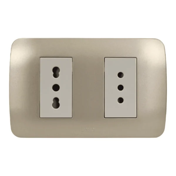 toma doble 10a+10/16a beige titanio 5380140e - Imagen 2