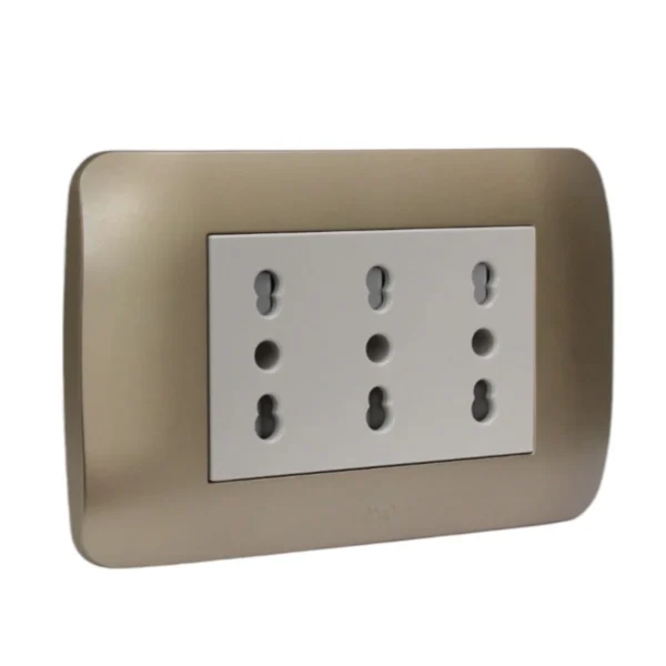 toma triplex 10/16a titanio beige 58402008