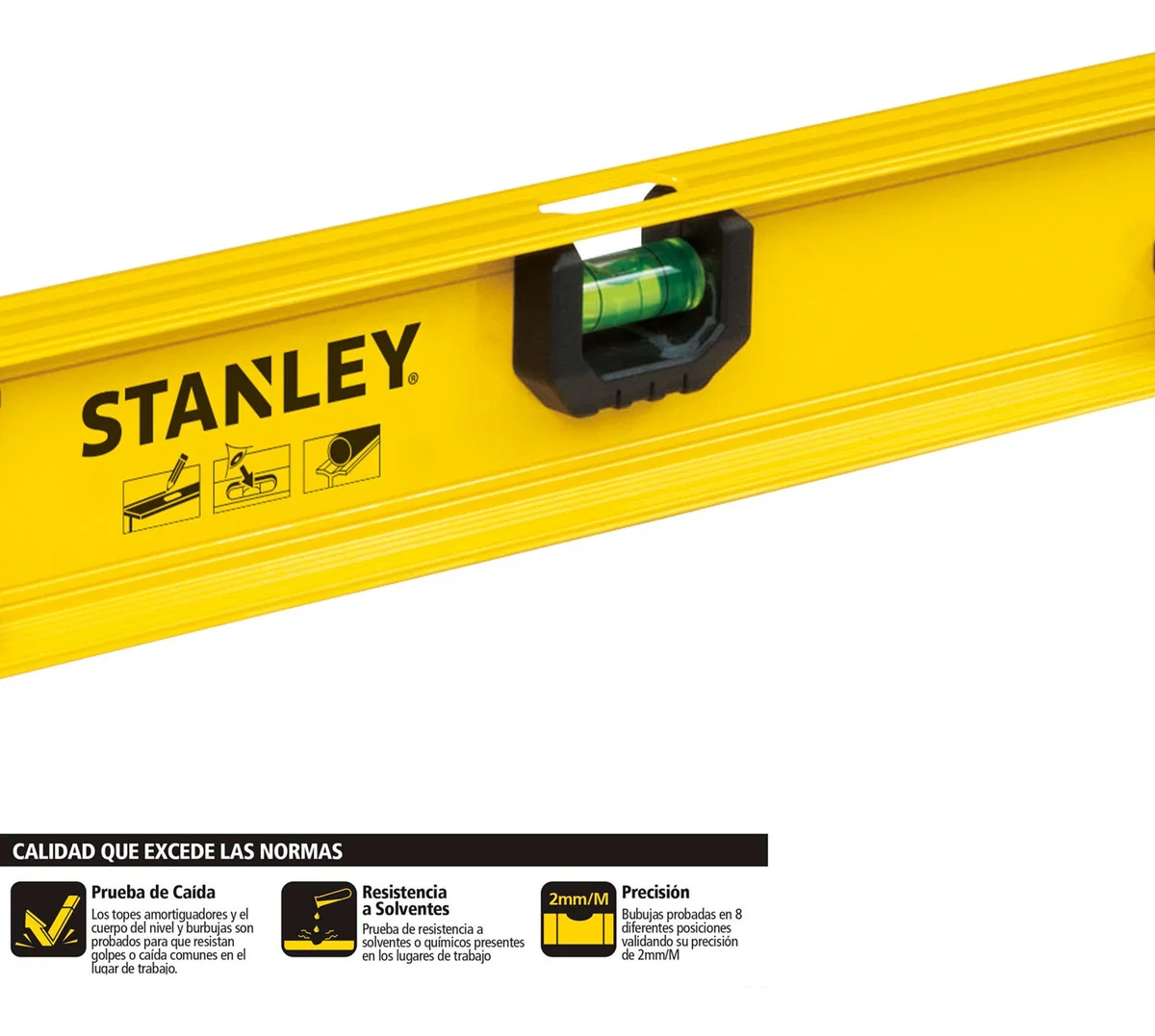 nivel aluminio 3 burbujas 18" stanley (42-73) - Imagen 2