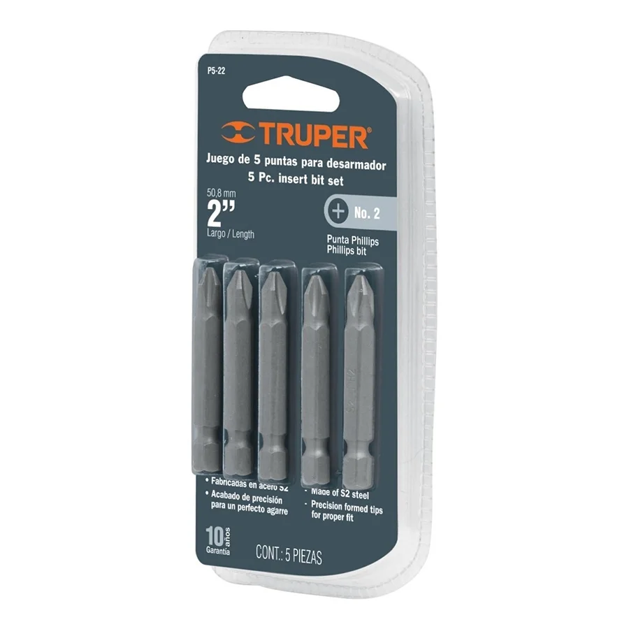 puntas phillips 2" kit 5 pza truper (12147)