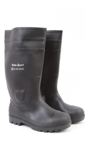 bota pvc punta y planta acero, negra, talla 40