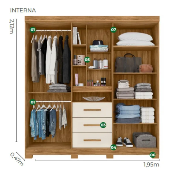 Closet 4 Puertas Mas  Tocador Milan 212Cm - Imagen 4