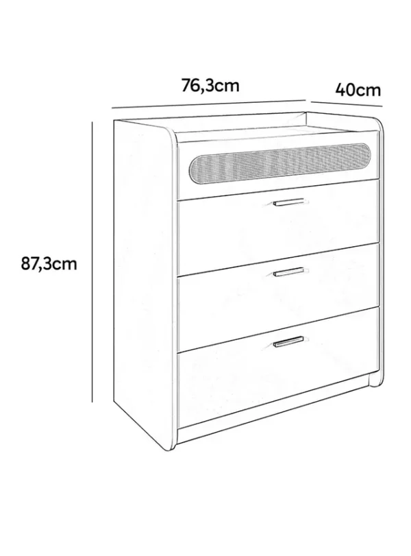 Comoda Duna Blanca 4 Cajones 76 cm - Imagen 2