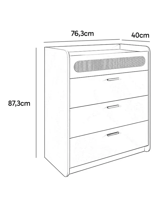 Comoda Duna Blanca 4 Cajones 76 cm - Imagen 2