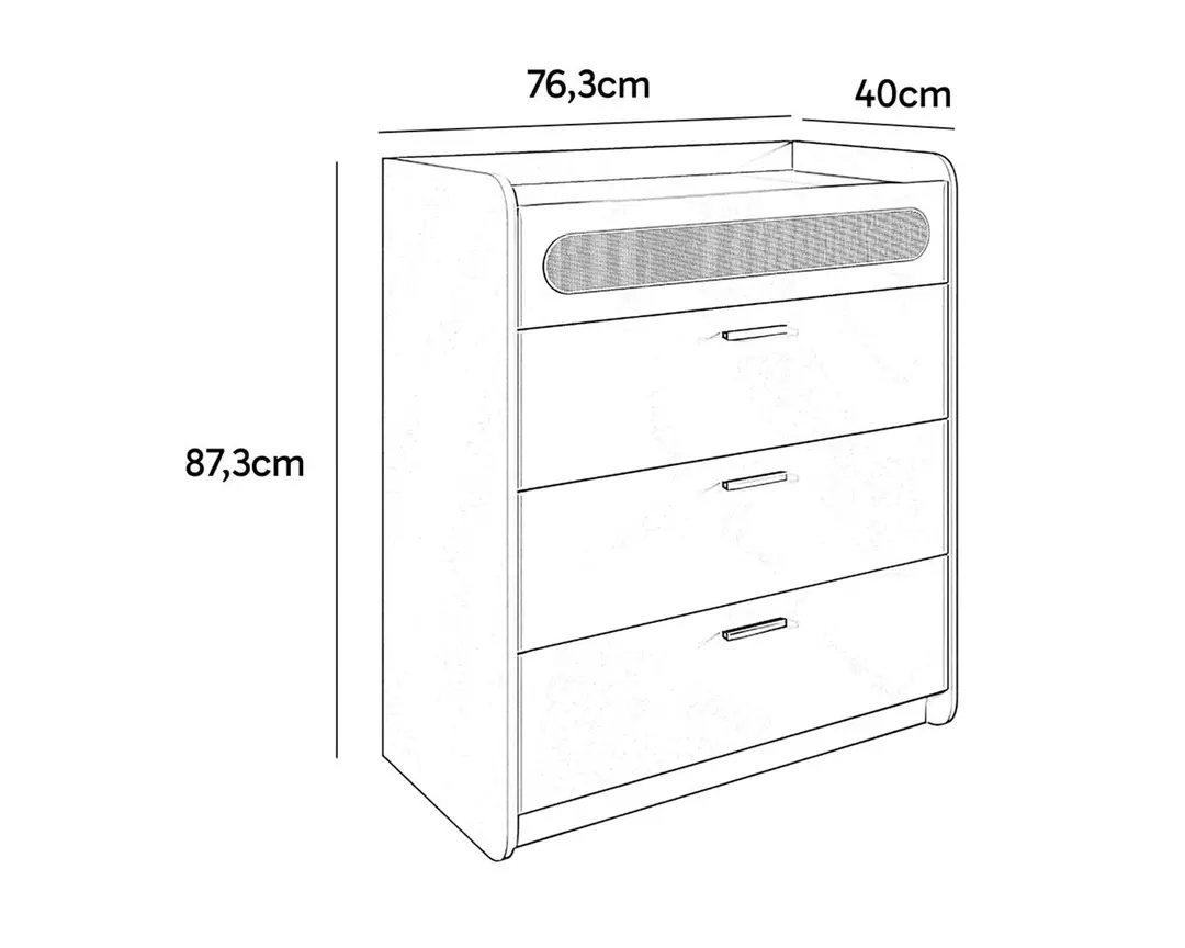 Comoda Duna Gris 4 Cajones 76 cm - Imagen 5