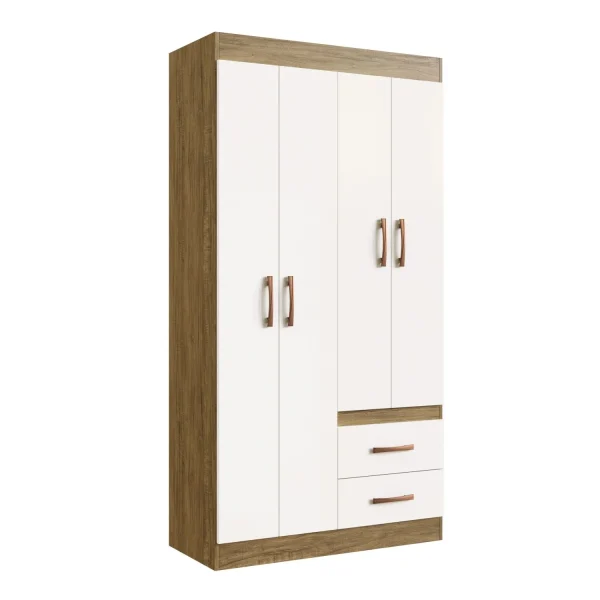 Closet 4 Puertas 2 Cajones Blanco