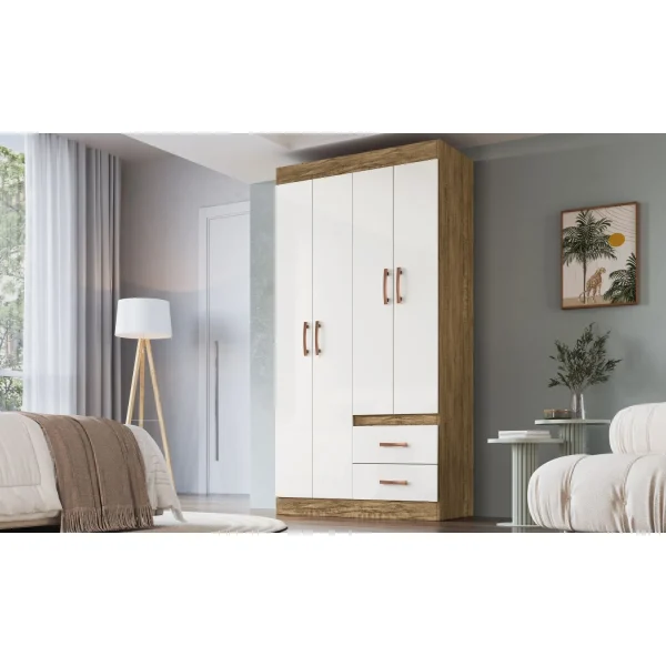 Closet 4 Puertas 2 Cajones Blanco - Imagen 2