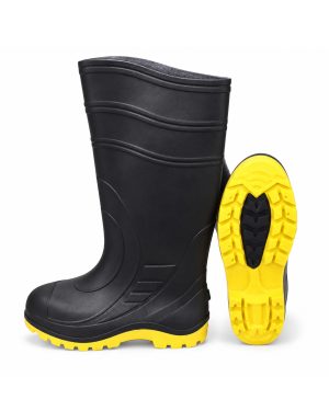 bota pvc punta y planta acero, negra, talla 42