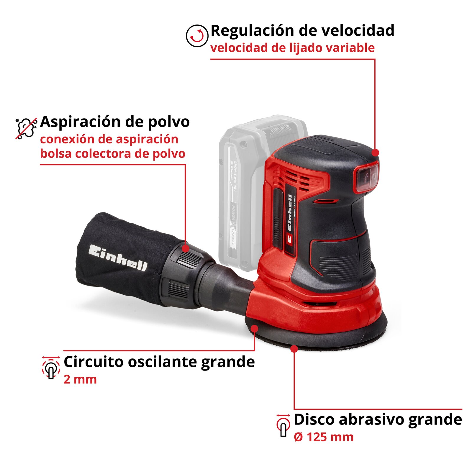 Lijadora rotorbital inalámbrica Einhell TE-RS 18 Li - Imagen 3