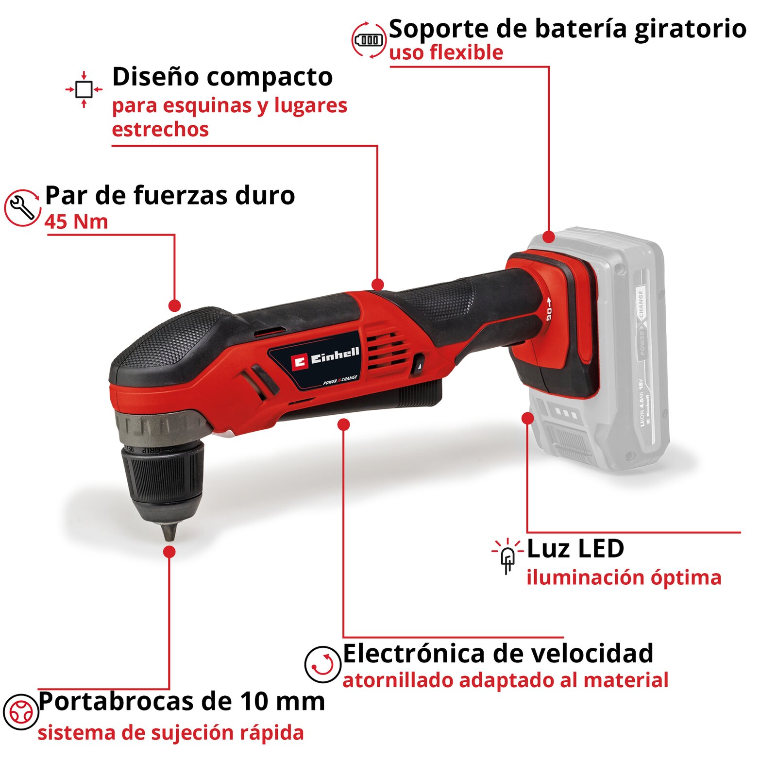 Taladro angular inalámbrico Einhell 18V - Imagen 3