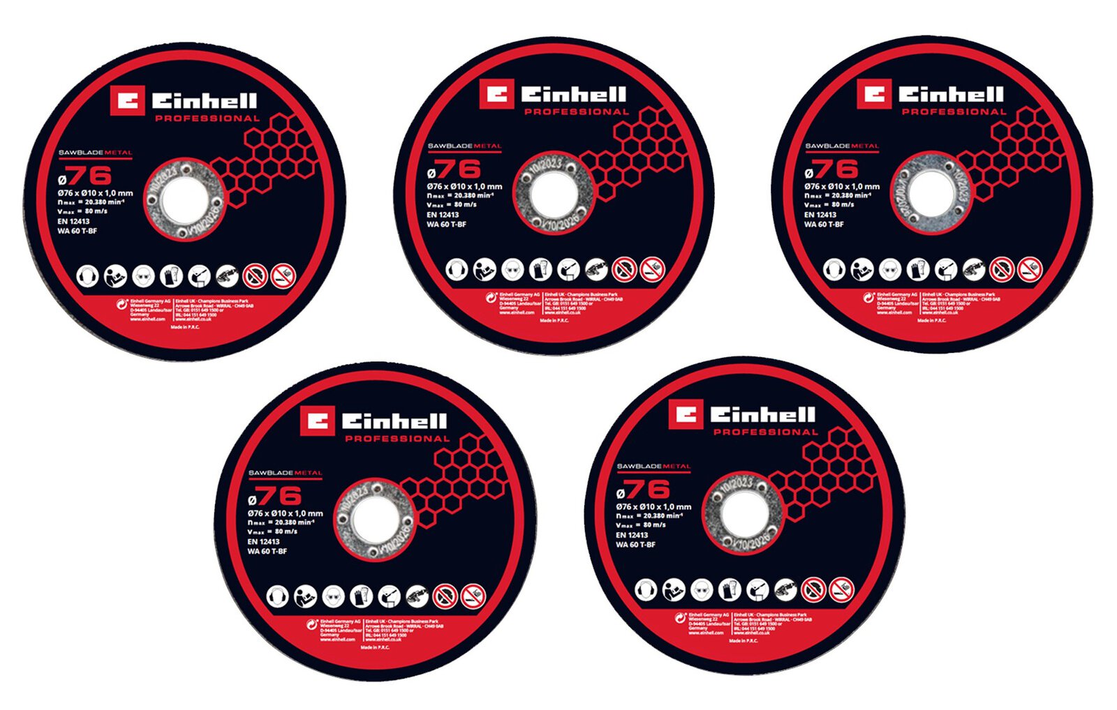 Set de discos de corte Einhell 76 mm 5 unidades
